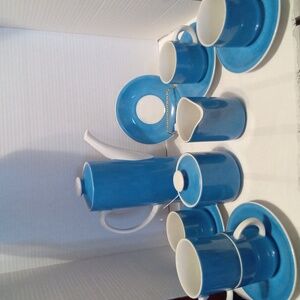 Vintage Blue Expresso Set 5 Cups & Saucers